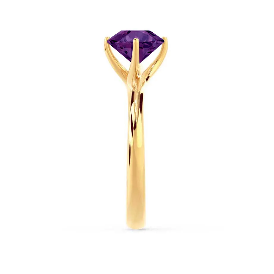 ANNORA - Chatham® Alexandrite 18k Yellow Gold Twist Solitaire Ring