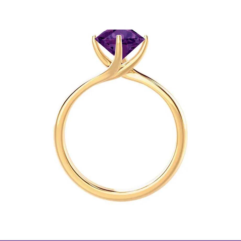 ANNORA - Chatham® Alexandrite 18k Yellow Gold Twist Solitaire Ring