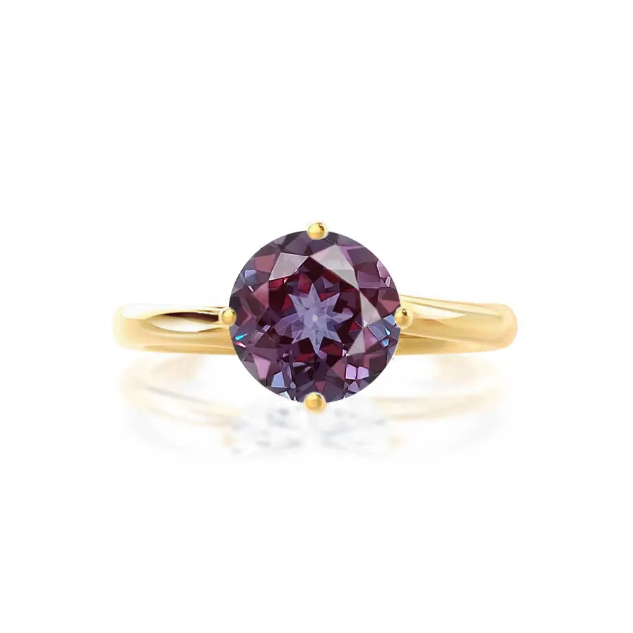 ANNORA - Chatham® Alexandrite 18k Yellow Gold Twist Solitaire Ring