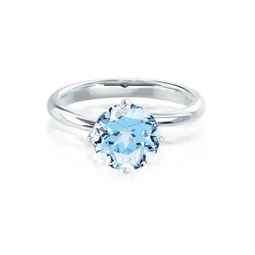 ANNORA - Chatham® Aqua Spinel Platinum 950 Twist Solitaire Ring