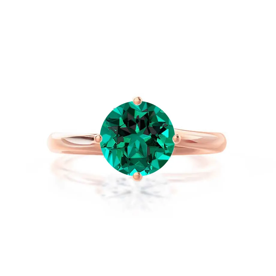 ANNORA - Chatham® Emerald 18k Rose Gold Twist Solitaire Ring