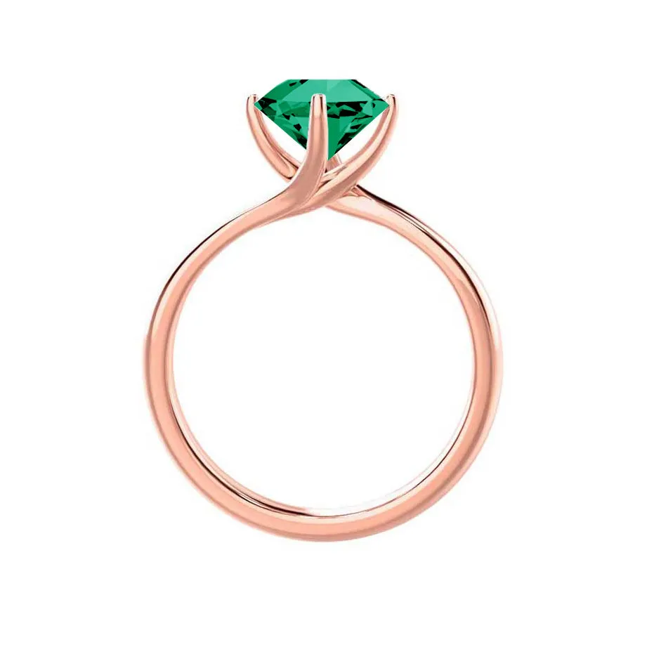 ANNORA - Chatham® Emerald 18k Rose Gold Twist Solitaire Ring