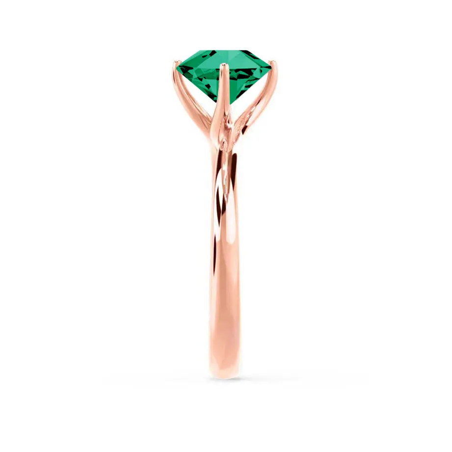 ANNORA - Chatham® Emerald 18k Rose Gold Twist Solitaire Ring