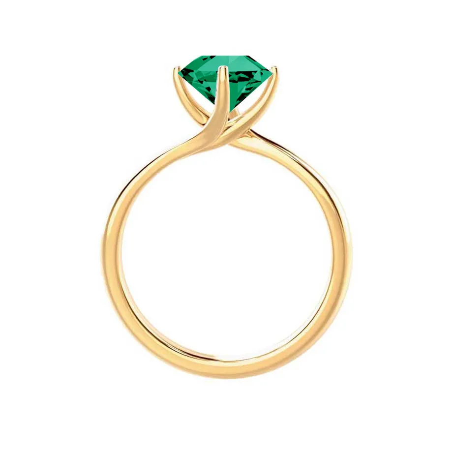 ANNORA - Chatham® Emerald 18k Yellow Gold Twist Solitaire Ring