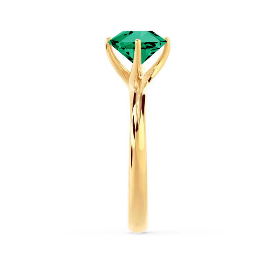 ANNORA - Chatham® Emerald 18k Yellow Gold Twist Solitaire Ring