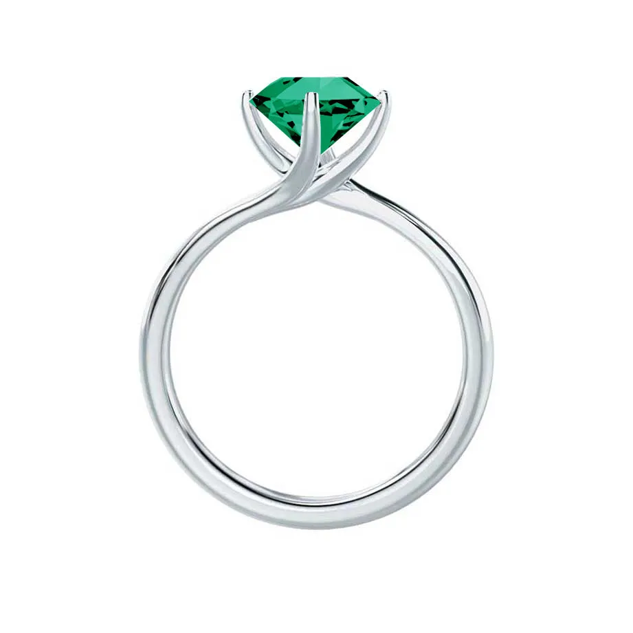 ANNORA - Chatham® Emerald 950 Platinum Twist Solitaire Ring