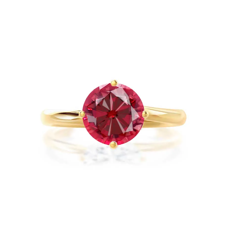 ANNORA - Chatham® Ruby 18k Yellow Gold Twist Solitaire Ring