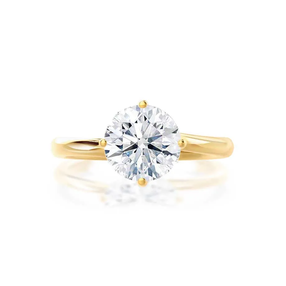 ANNORA - Round Moissanite 18k Yellow Gold Twist Solitaire Ring