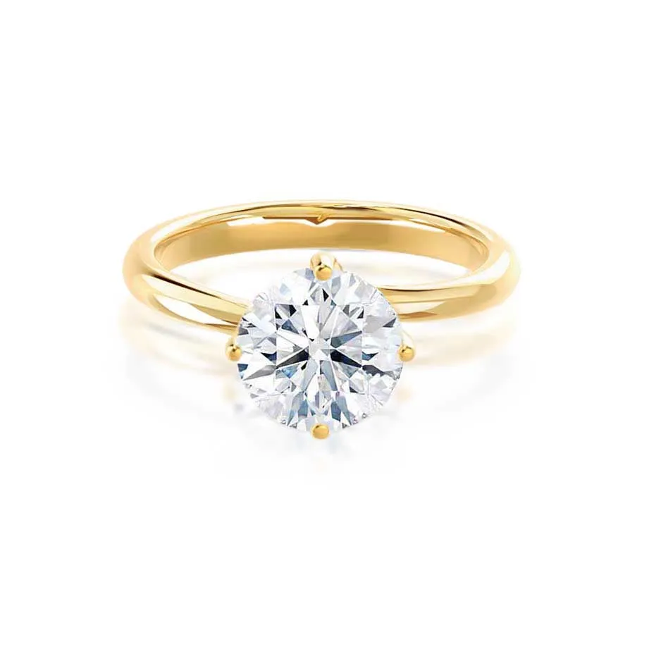 ANNORA - Round Moissanite 18k Yellow Gold Twist Solitaire Ring