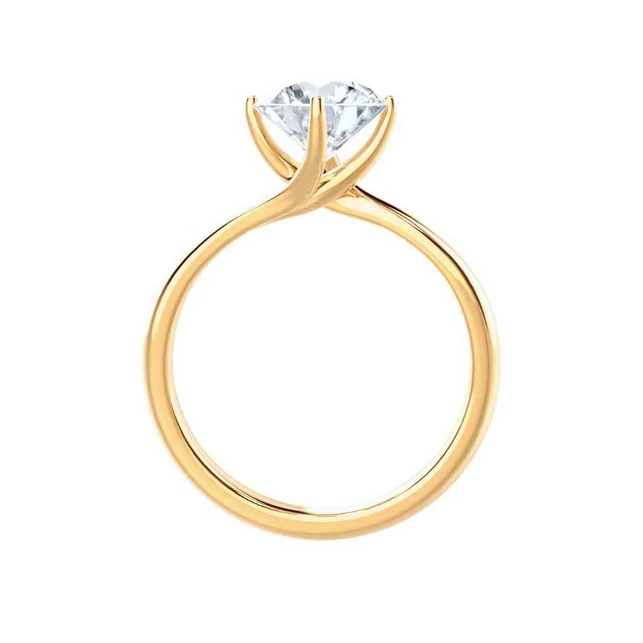 ANNORA - Round Moissanite 18k Yellow Gold Twist Solitaire Ring