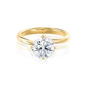 ANNORA - Round Moissanite 18k Yellow Gold Twist Solitaire Ring