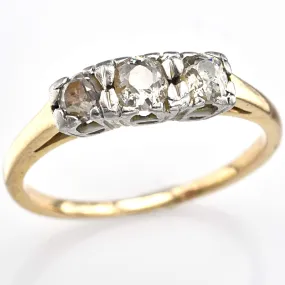 Antique 14K White & Yellow Gold Old Euro Diamond Band Ring