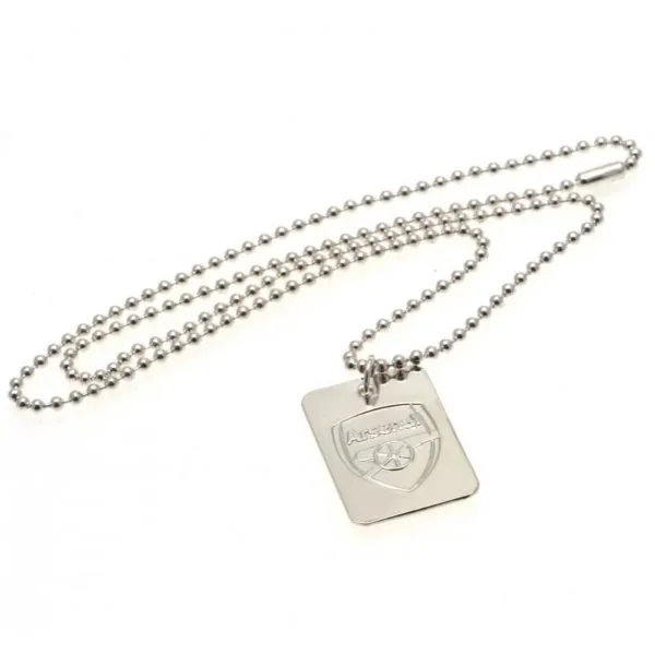 Arsenal FC Silver Plated Dog Tag & Chain