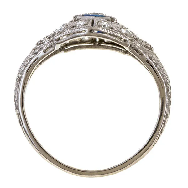 Art Deco Diamond & Sapphire Dinner Ring