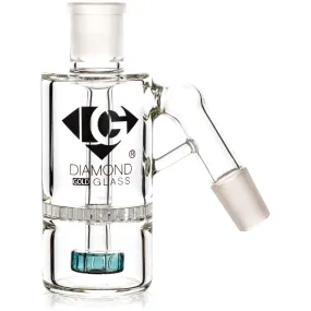 Ash Catcher w/ 18mm Joint, 45 Angle, Honeycomb to Showerhead, by Diamond Glass