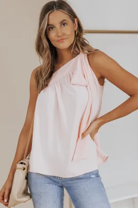 Asymmetric Tie Shoulder Sleeveless Top