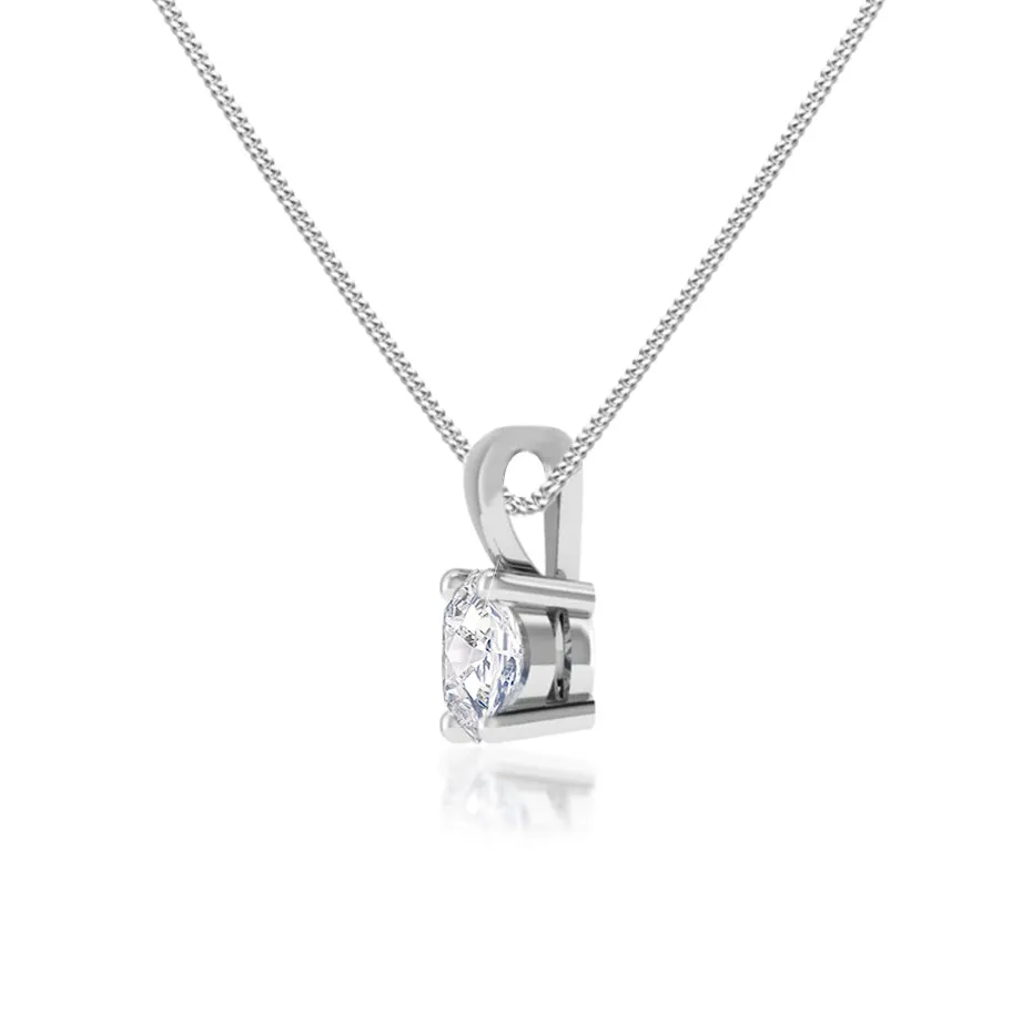 AURORA - Round Moissanite 18k White Gold Solitaire Pendant