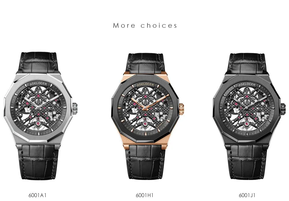 Automatic Rotary Skeleton Mechanical Movement Luminous Watches for Men