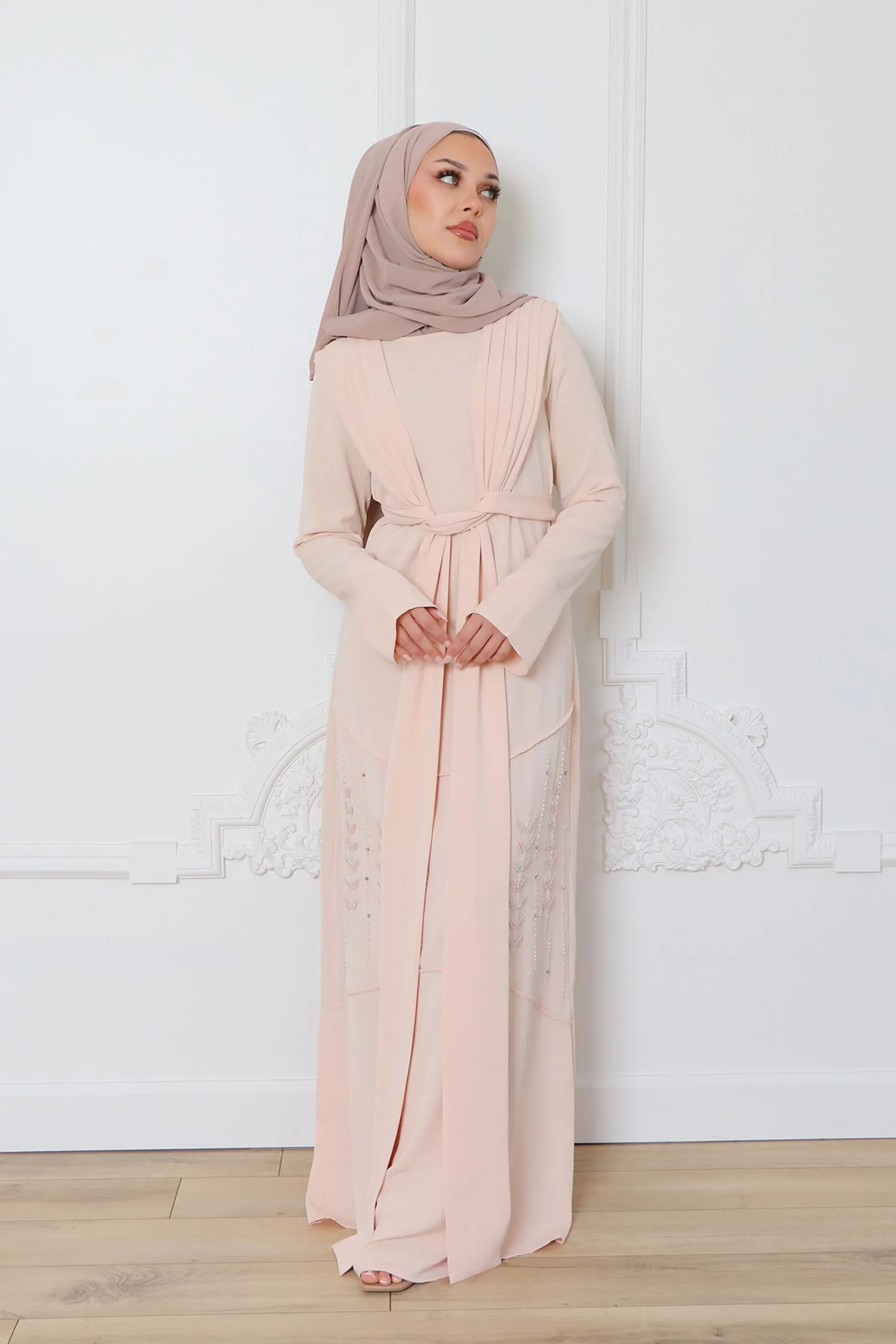 Ayanna Beaded Wrap Dress- Blush Pink