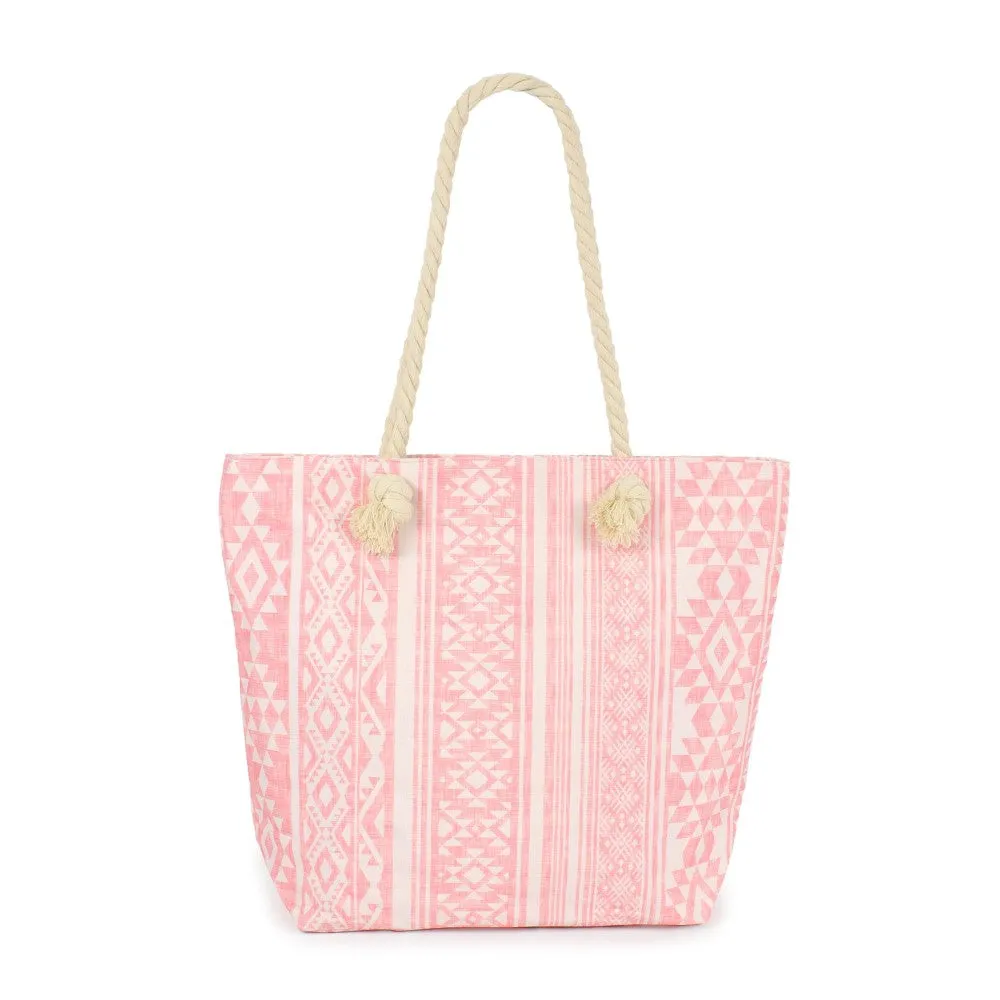 Aztec Beach Tote in Pink