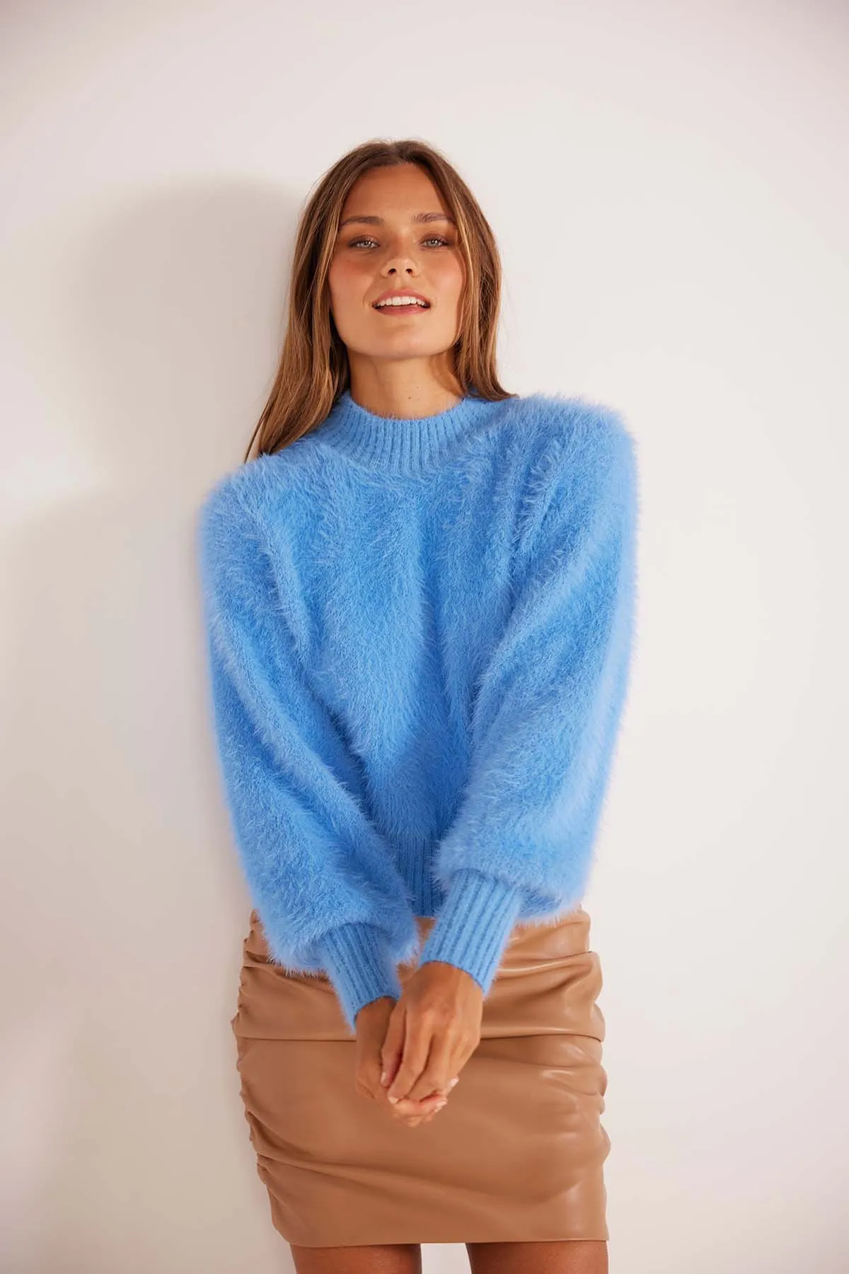 Baby Blue Aria Fluffy Knit Sweater