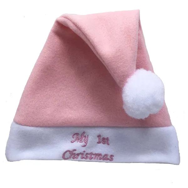 Baby Christmas Santa Hat - Soft Pink