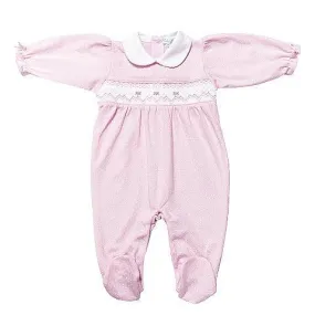 Baby Threads Pink Tiny Dots Smocked Footie