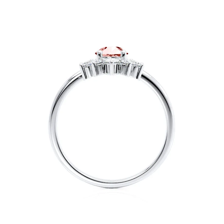 BALLET - Chatham® Pear Champagne Sapphire & Diamond Half Halo Tiara Ring Platinum 950