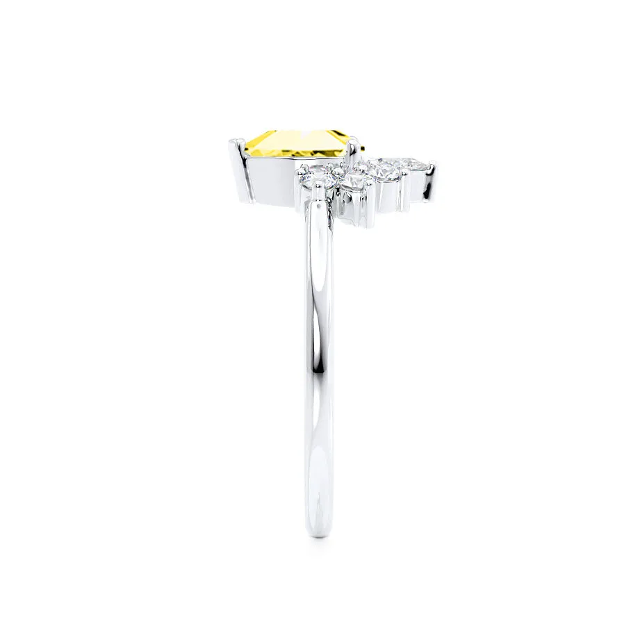 BALLET - Chatham® Pear Yellow Sapphire & Diamond Half Halo Tiara Ring Platinum 950