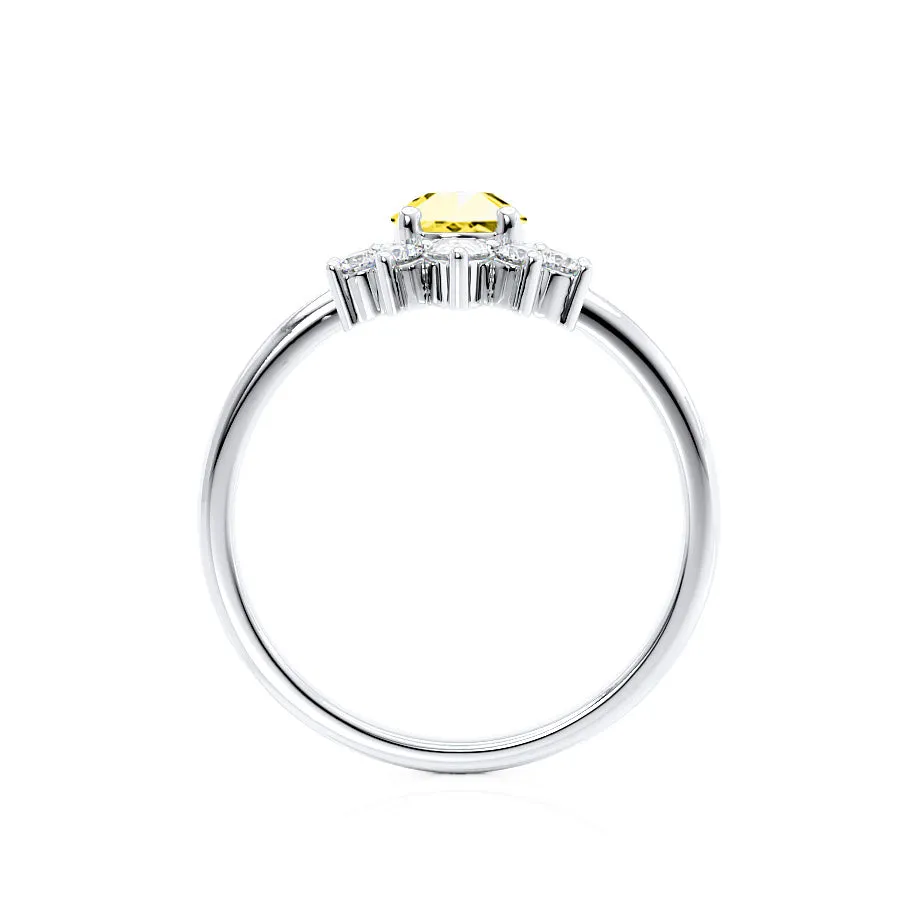 BALLET - Chatham® Pear Yellow Sapphire & Diamond Half Halo Tiara Ring Platinum 950