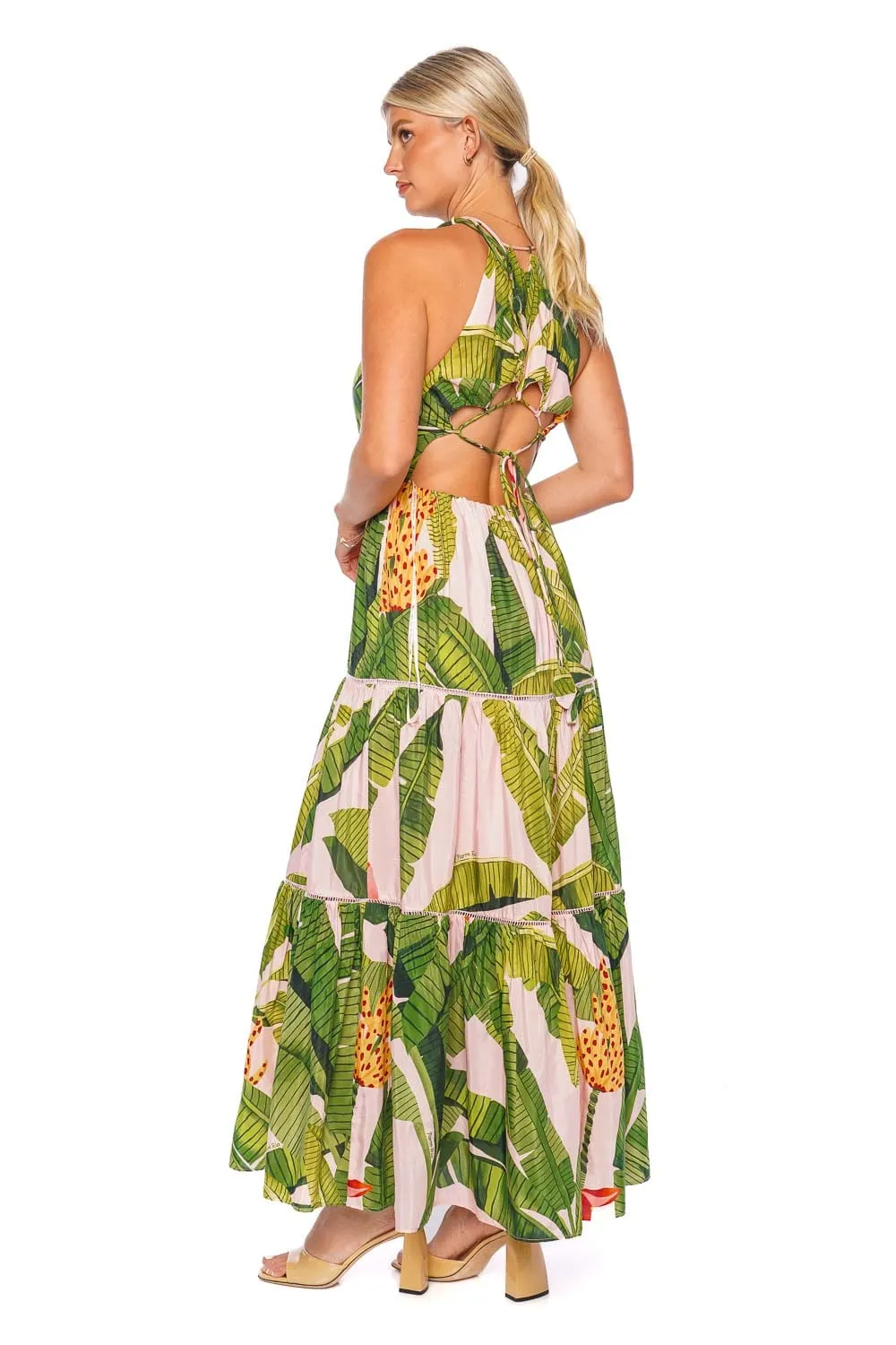 Banana Leaves Halter Maxi Dress