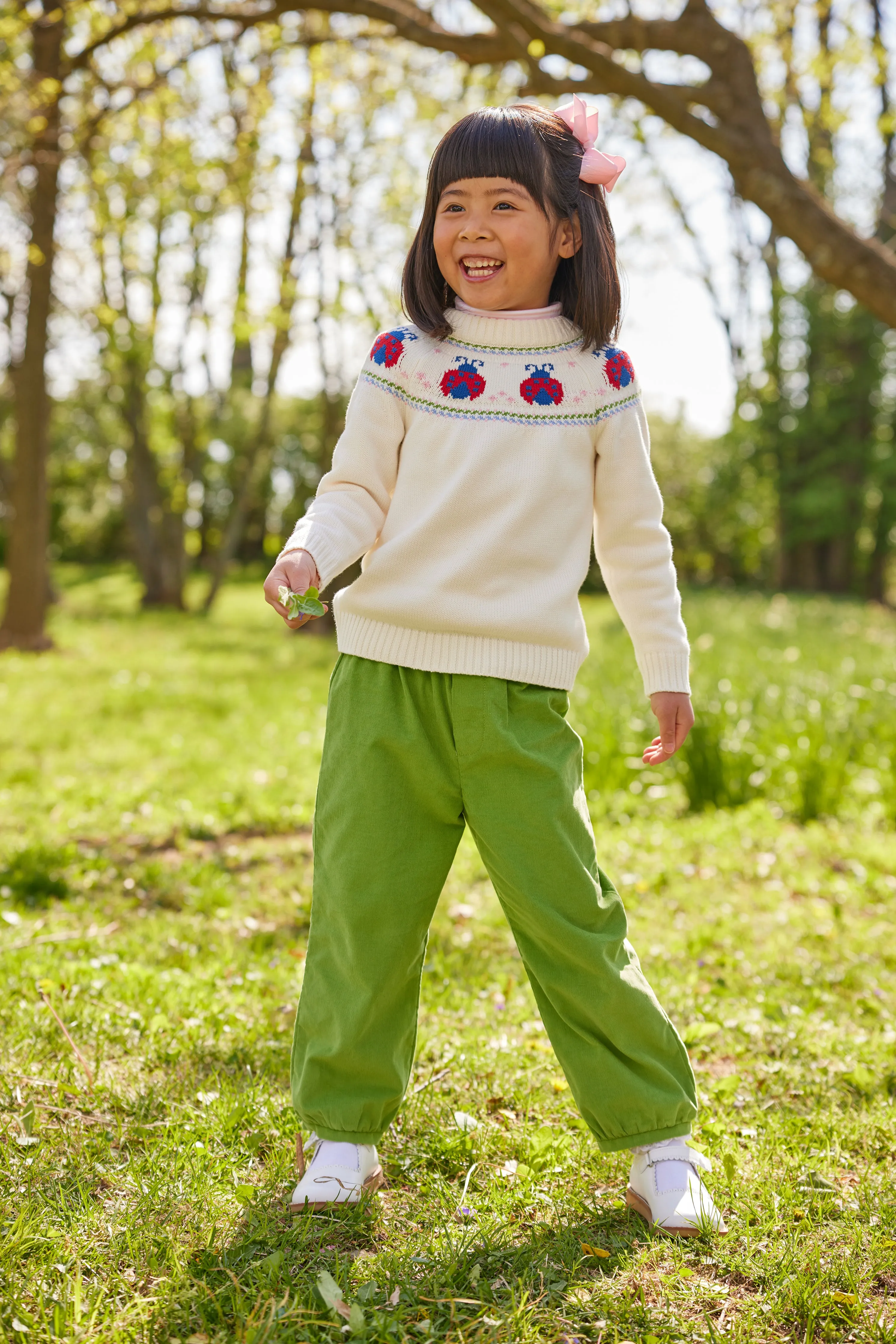 Banded Bow Pant - Sage Green Corduroy