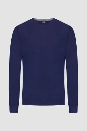 Barba Napoli Blue Round Neck Paricollo Sweater