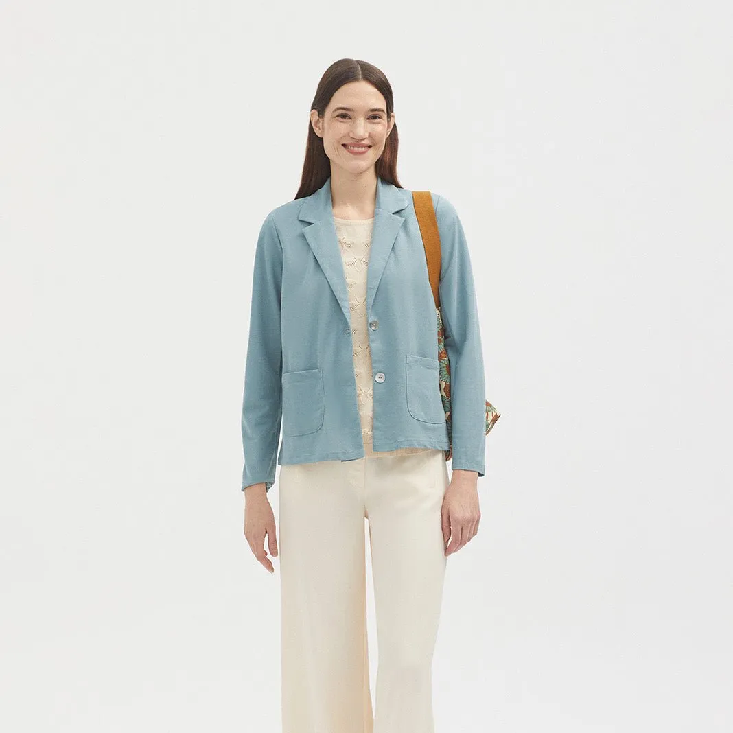 Basic Linen Jacket - Blue Aquan Green