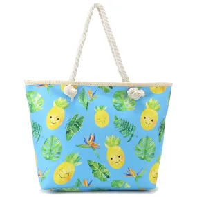 Beach Tote Terumi Pineapple Monstera Blue