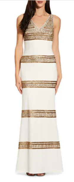 Beaded Long Ivory Dress