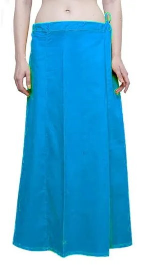 Beautiful Dodger Blue Women's Pure Cotton Readymade Petticoat For Saree