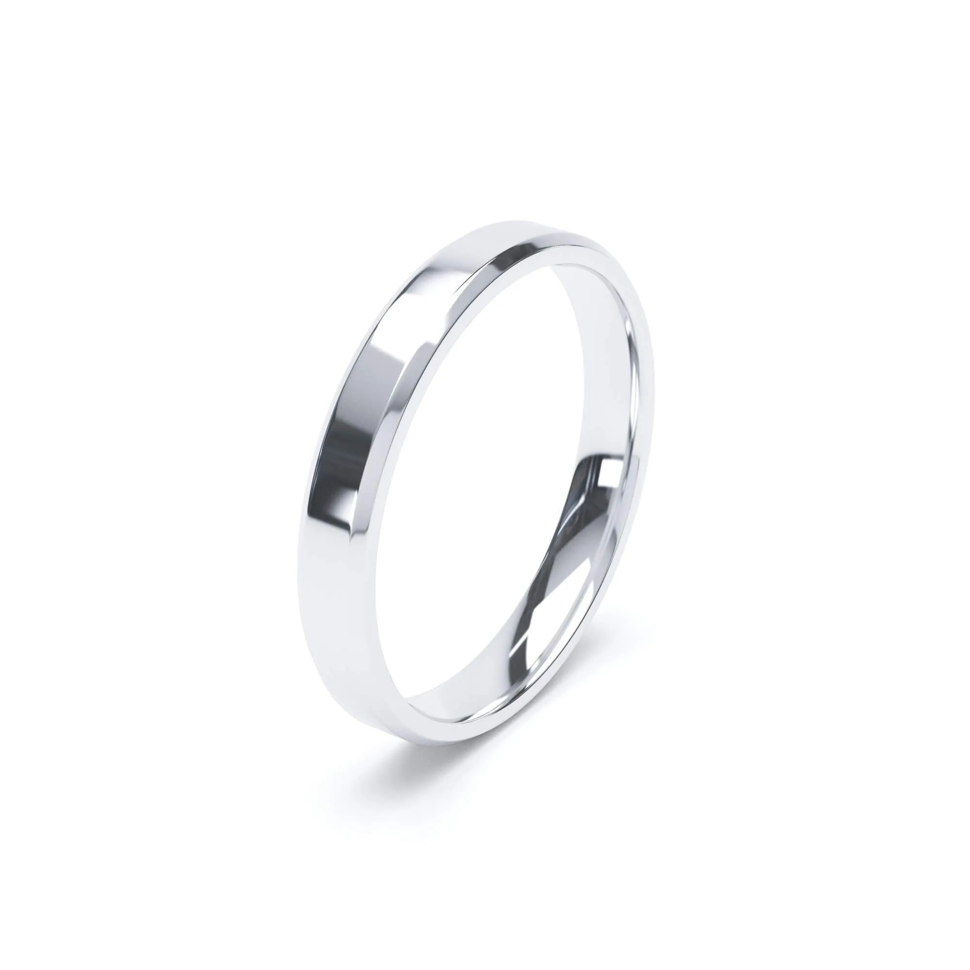 - Bevelled Edge Profile Wedding Ring Platinum