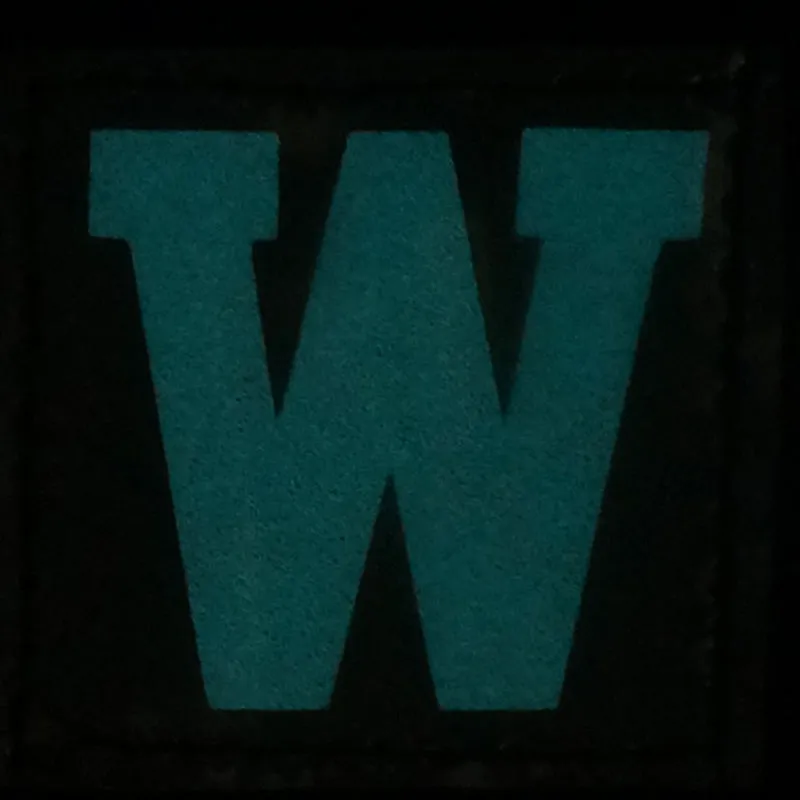 BIG LETTER W PATCH - BLUE GLOW IN THE DARK