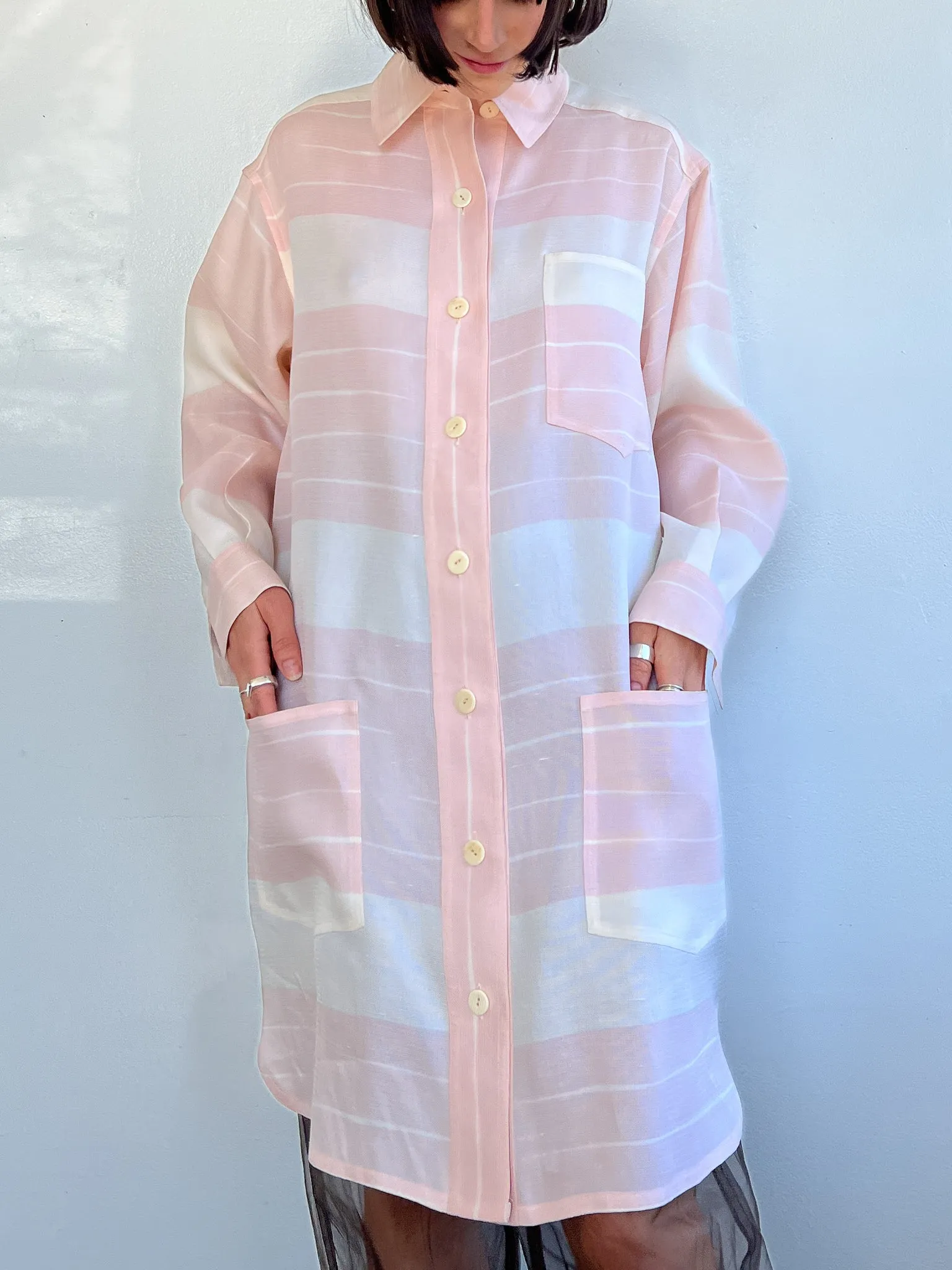 Bill Blass Pink Stripe Shirtdress (L)