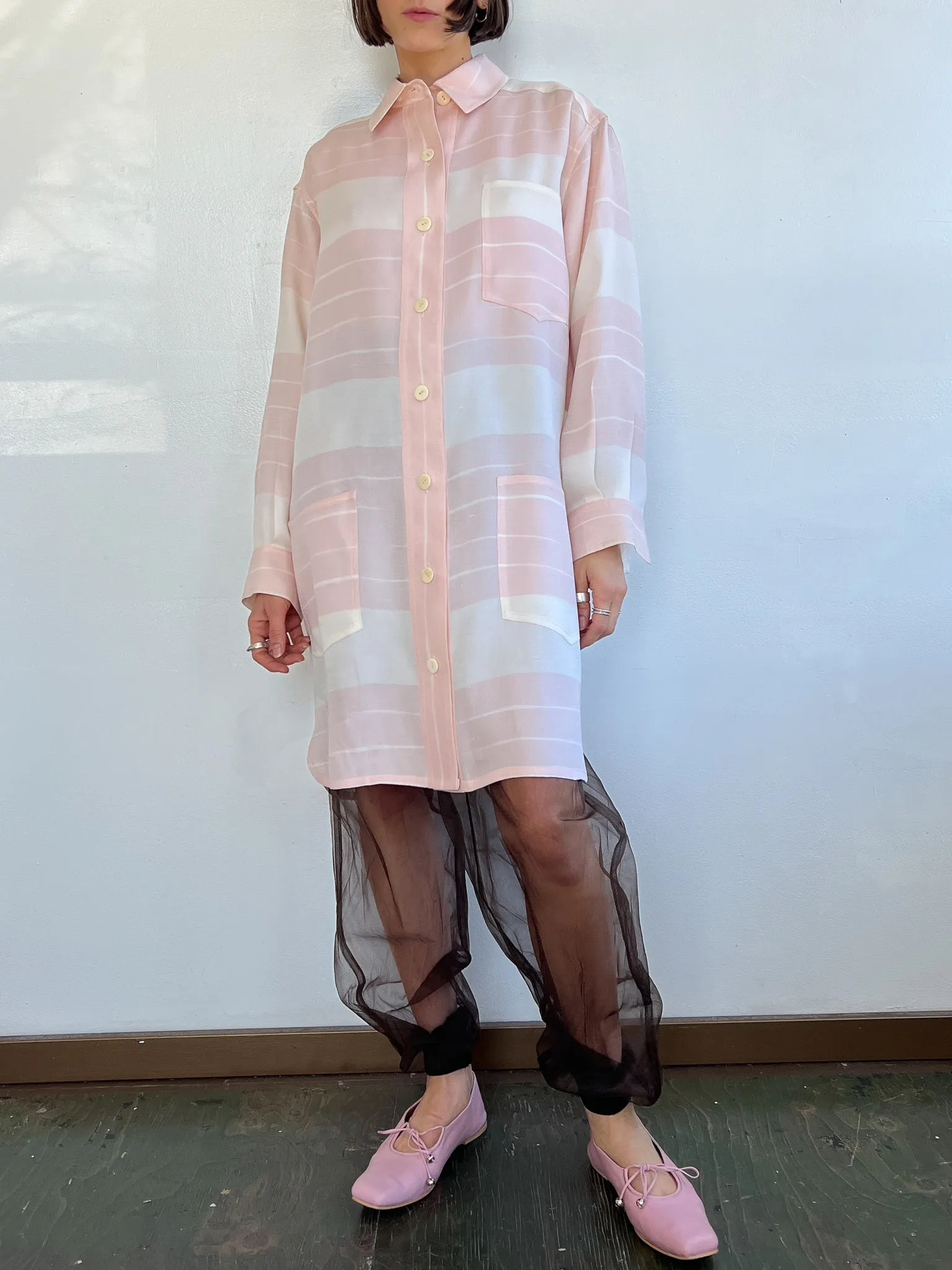 Bill Blass Pink Stripe Shirtdress (L)