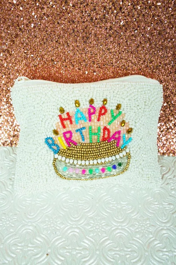 BIRTHDAY beaded coin clutch