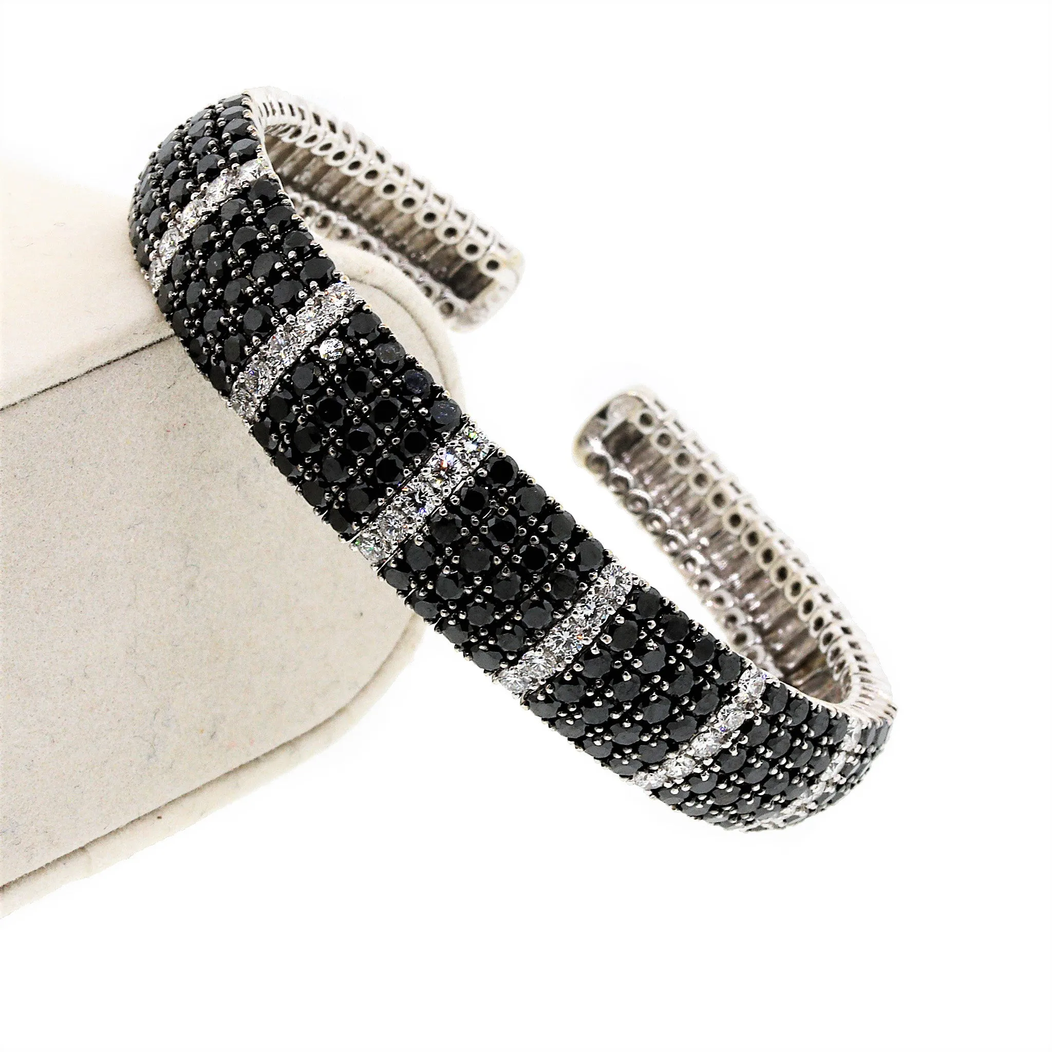 Black & White Diamond Cuff Bracelet in 18k White Gold