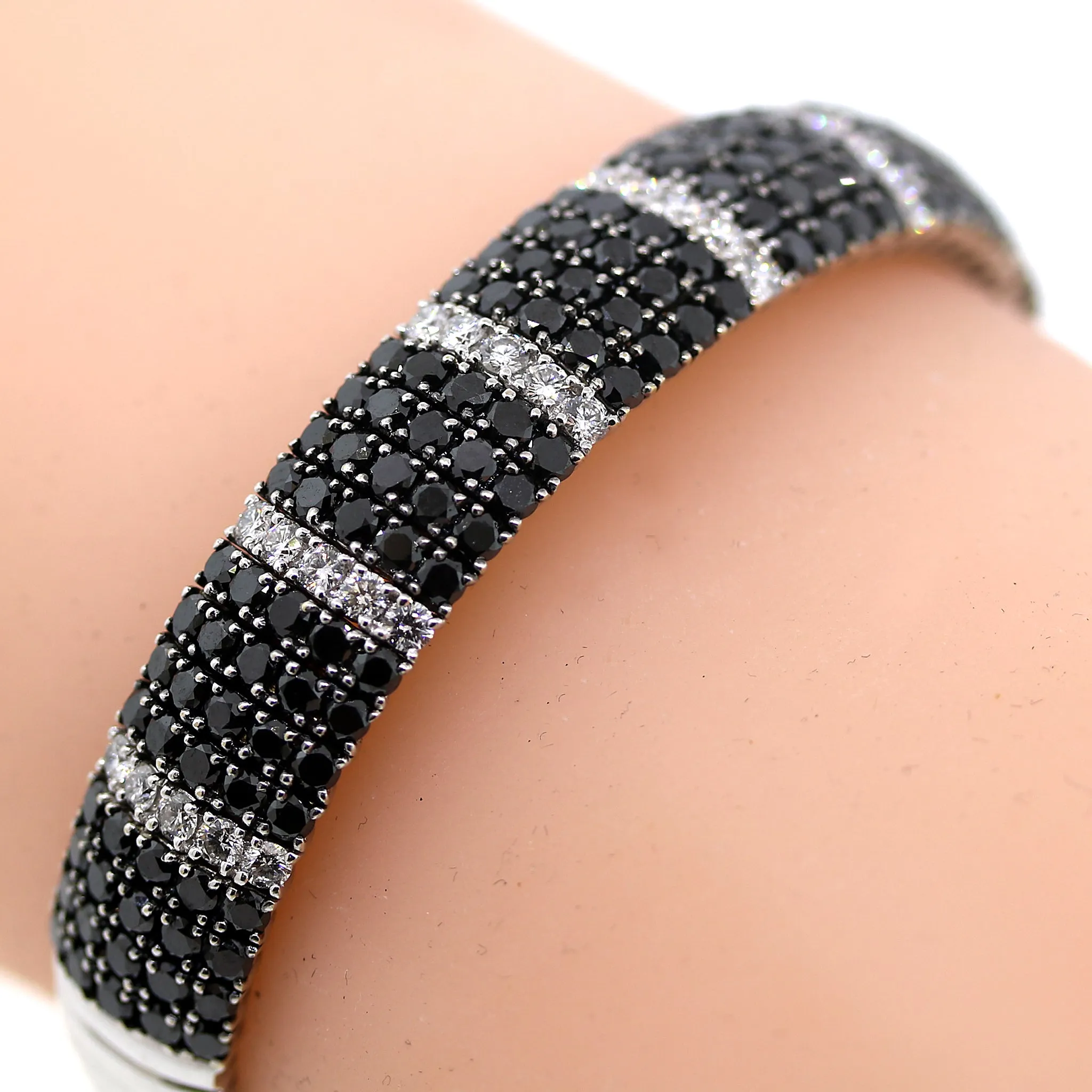 Black & White Diamond Cuff Bracelet in 18k White Gold