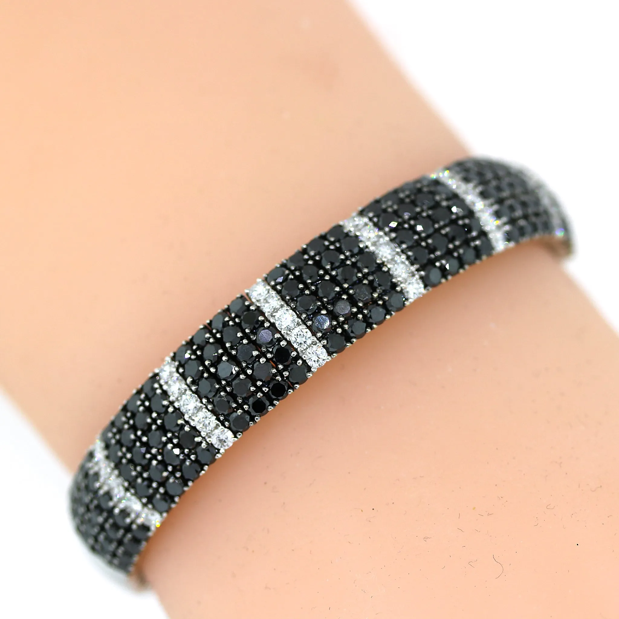 Black & White Diamond Cuff Bracelet in 18k White Gold