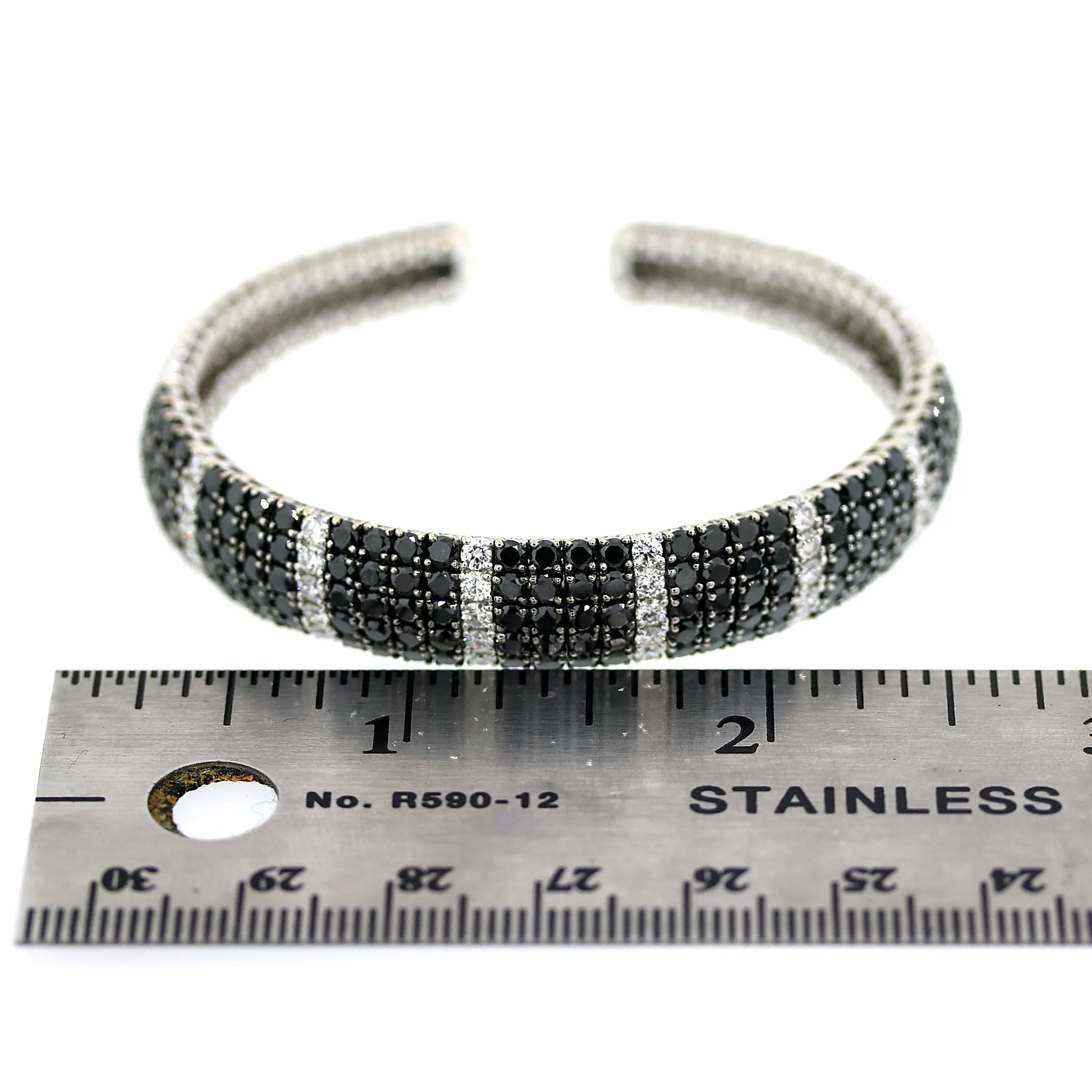 Black & White Diamond Cuff Bracelet in 18k White Gold