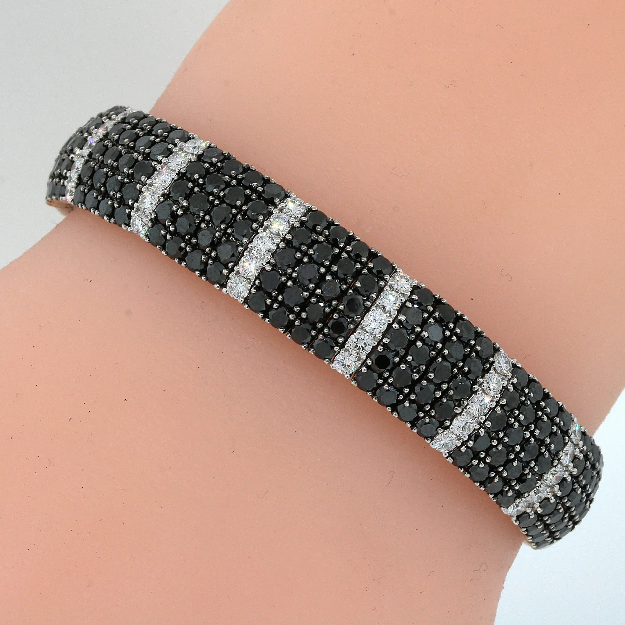 Black & White Diamond Cuff Bracelet in 18k White Gold