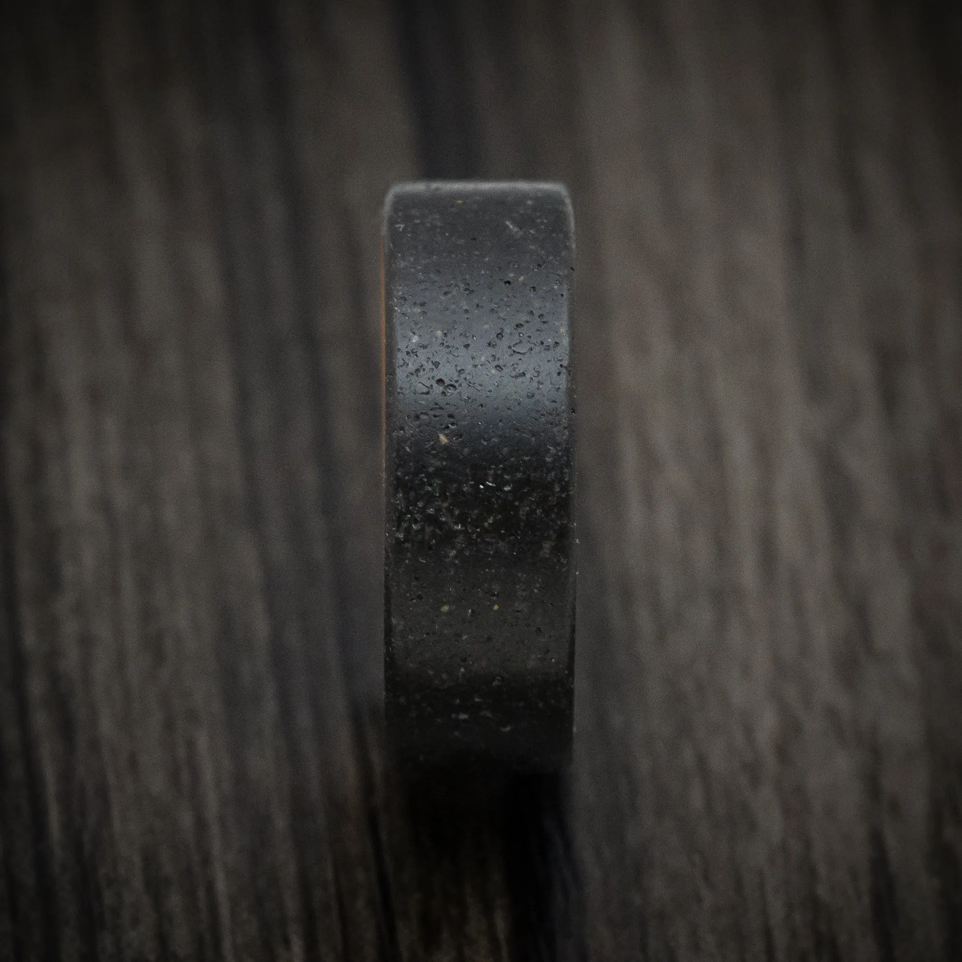 Black Concrete Men's Ring with Oak Wood Sleeve Custom Made Band