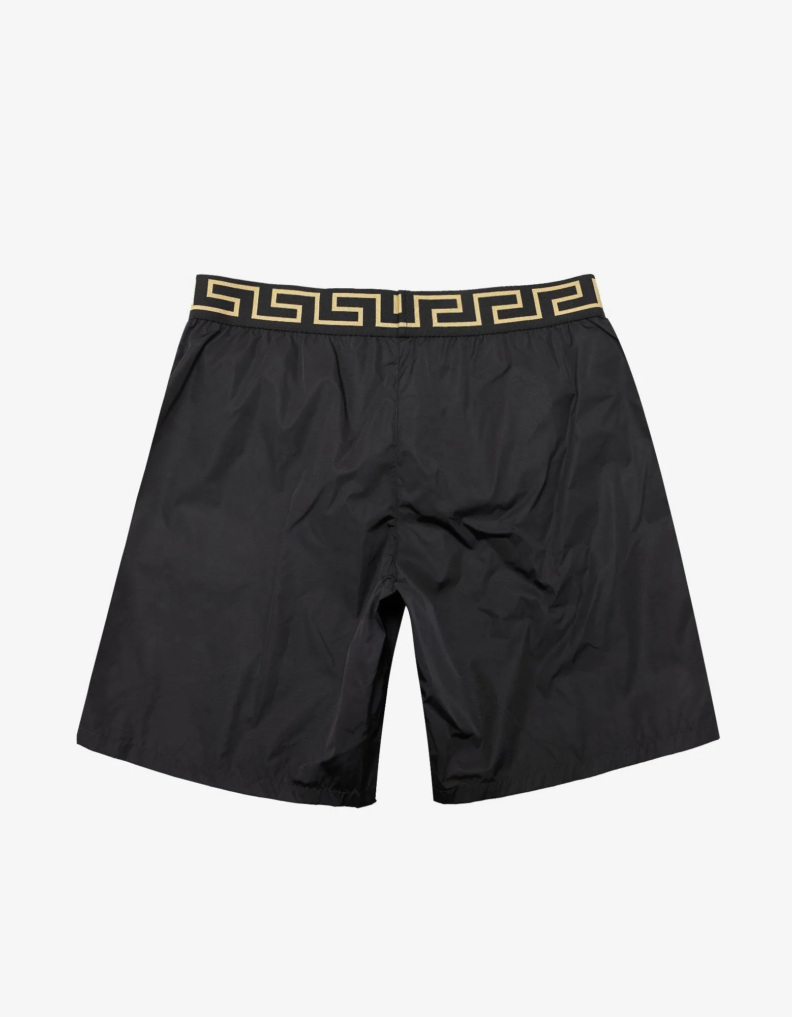 Black Greek Key Long Swim Shorts