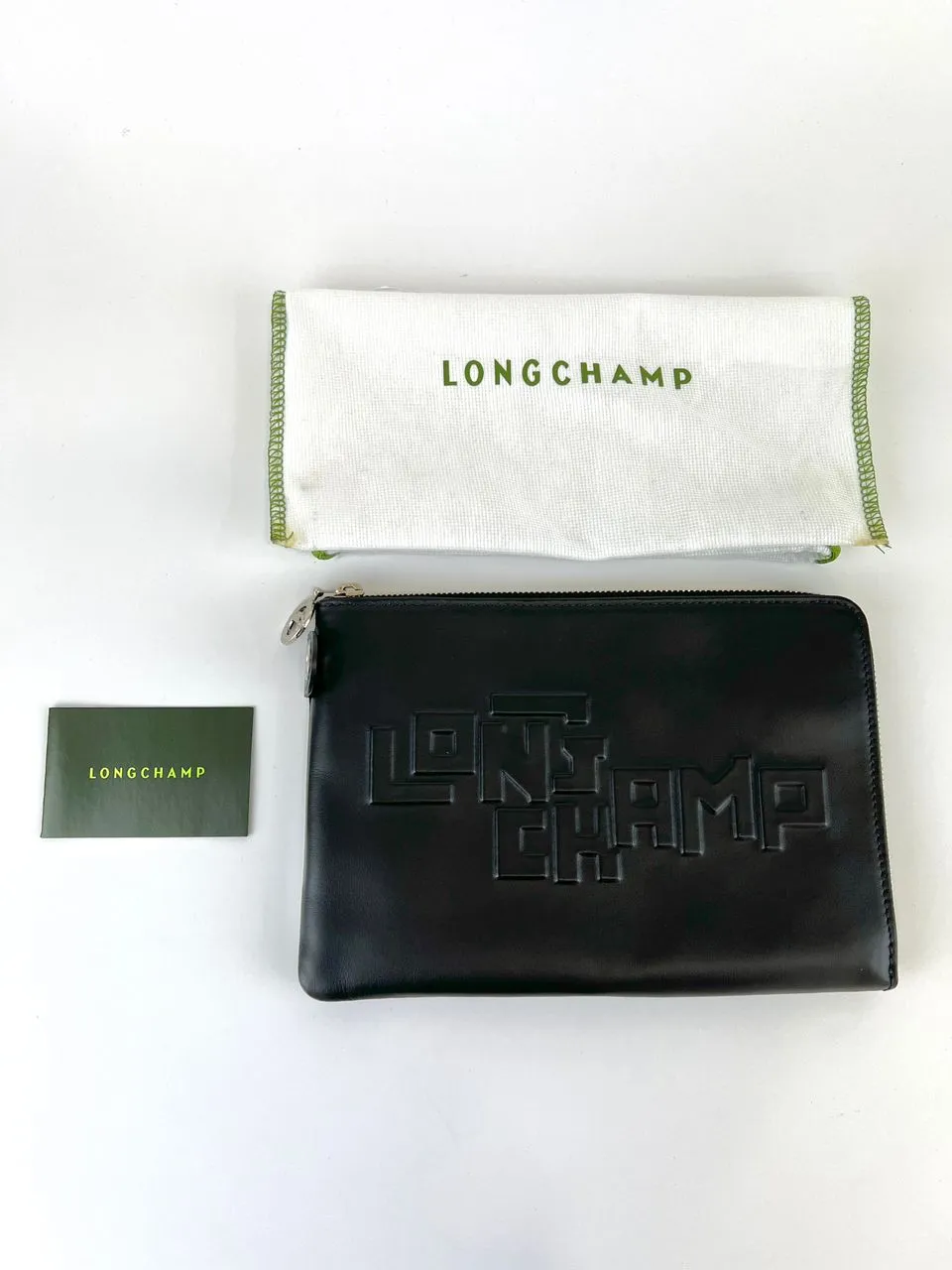 Black Leather Logo Clutch&nbsp;